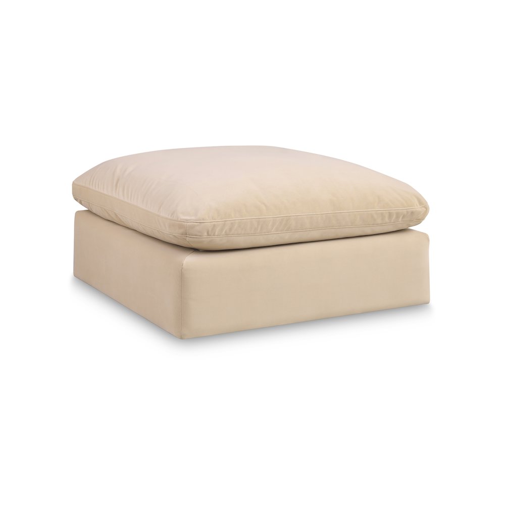 Comfy Beige Velvet Modular Ottoman. Picture 1