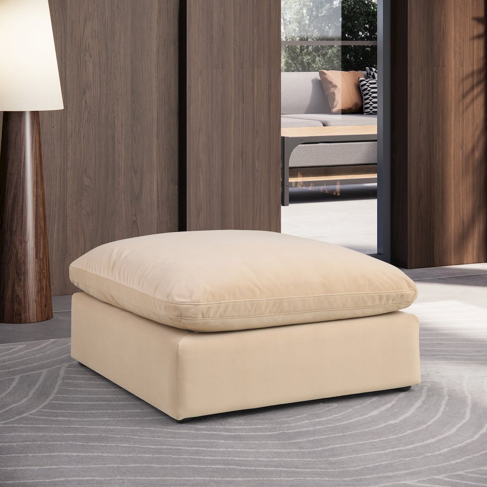 Comfy Beige Velvet Modular Ottoman. Picture 2
