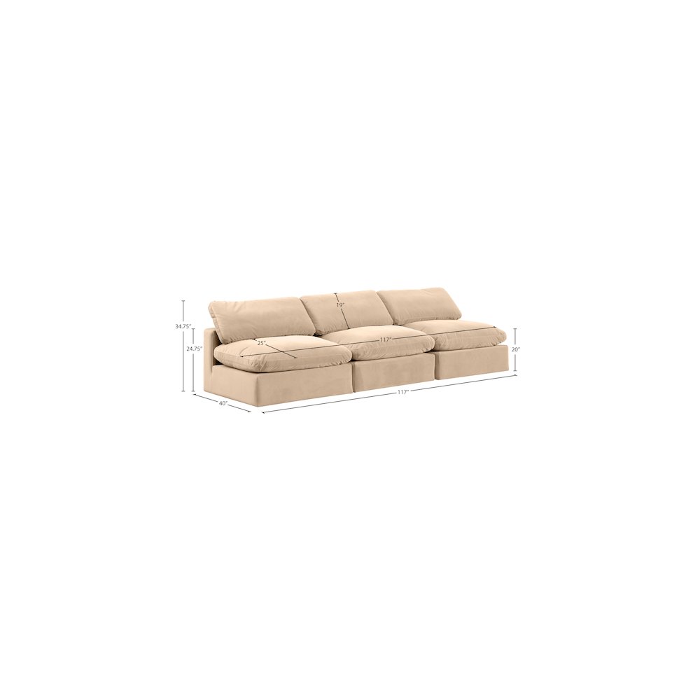 Comfy Beige Velvet Modular Sofa. Picture 9