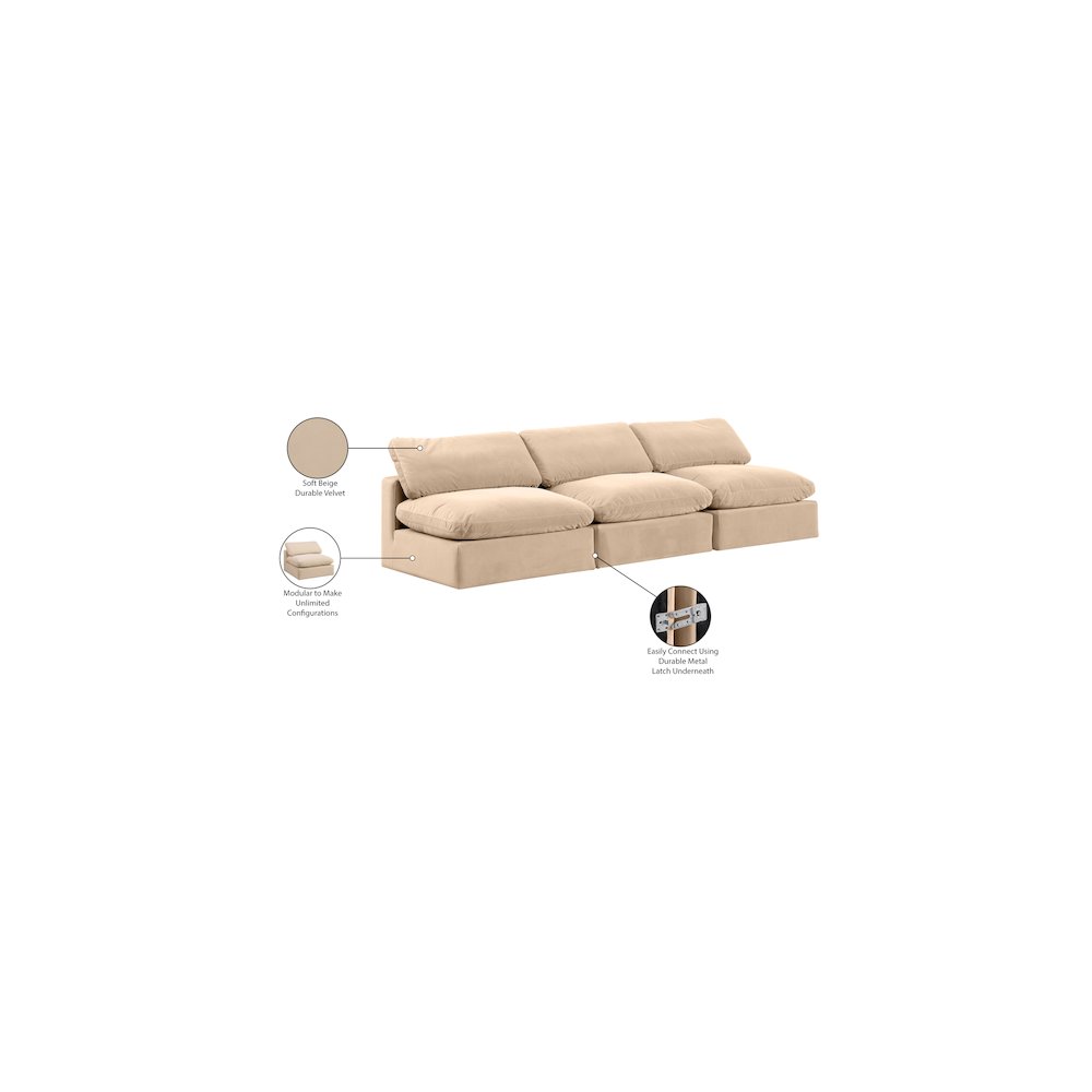 Comfy Beige Velvet Modular Sofa. Picture 10