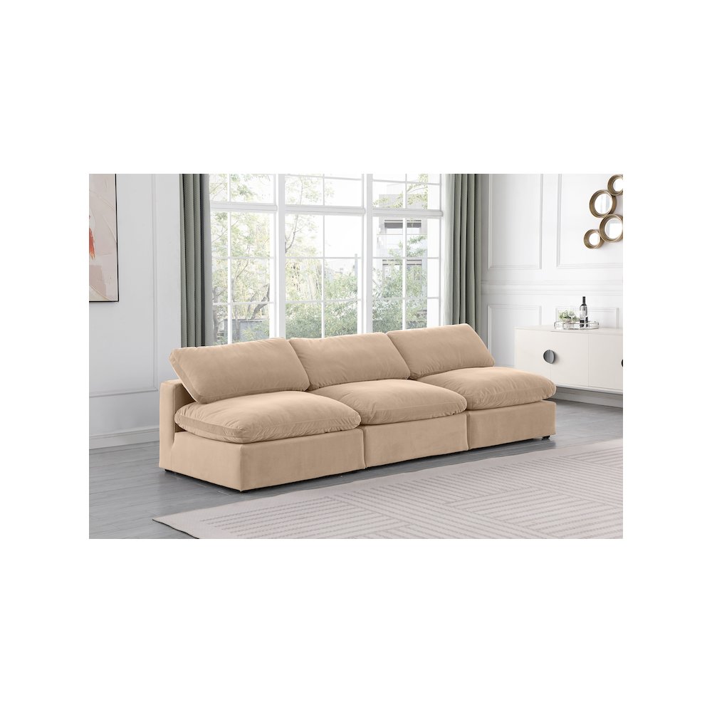 Comfy Beige Velvet Modular Sofa. Picture 2