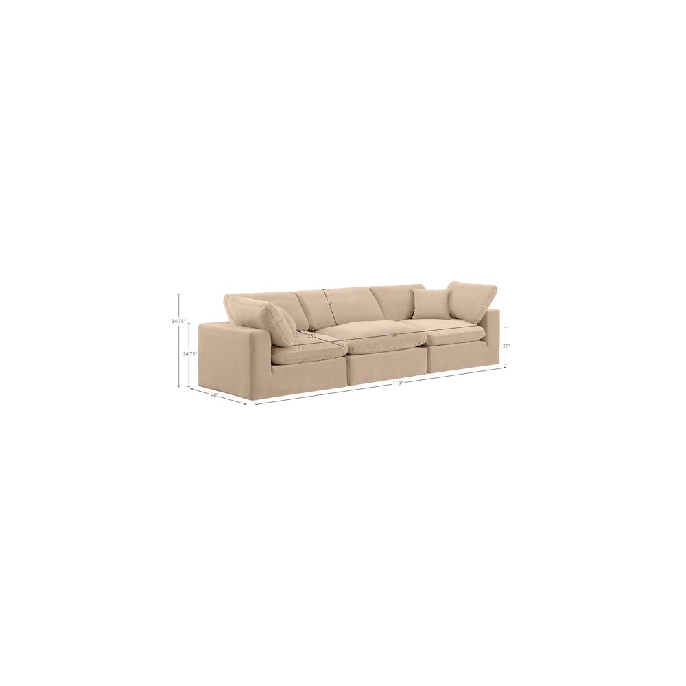 Comfy Beige Velvet Modular Sofa. Picture 10