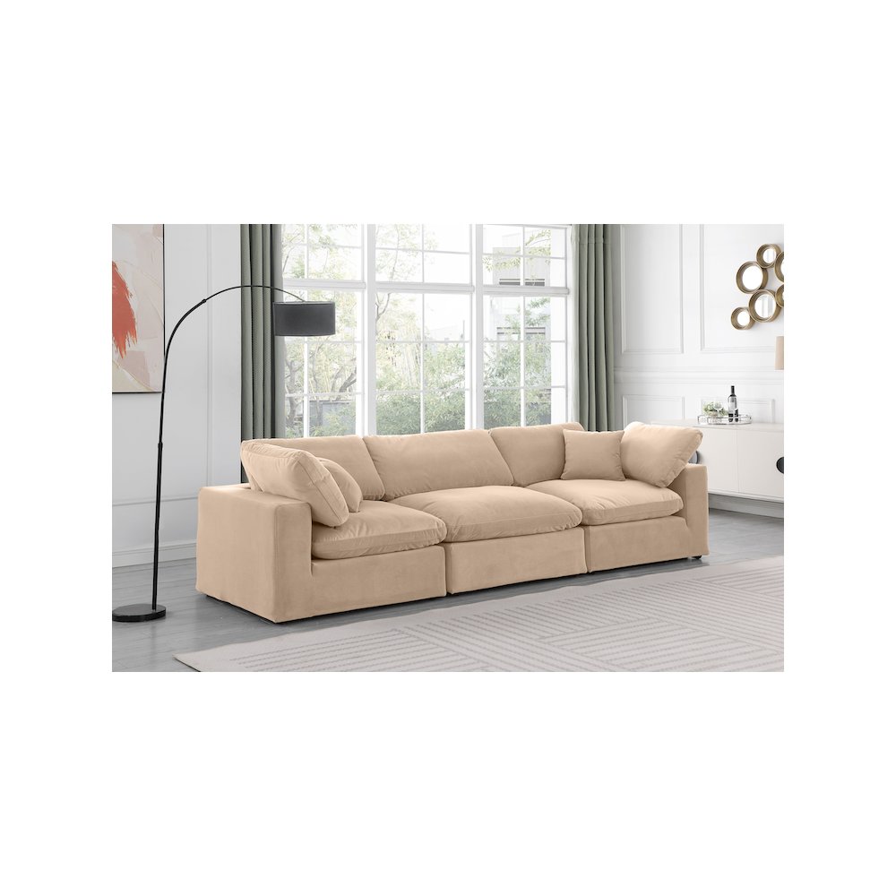 Comfy Beige Velvet Modular Sofa. Picture 2
