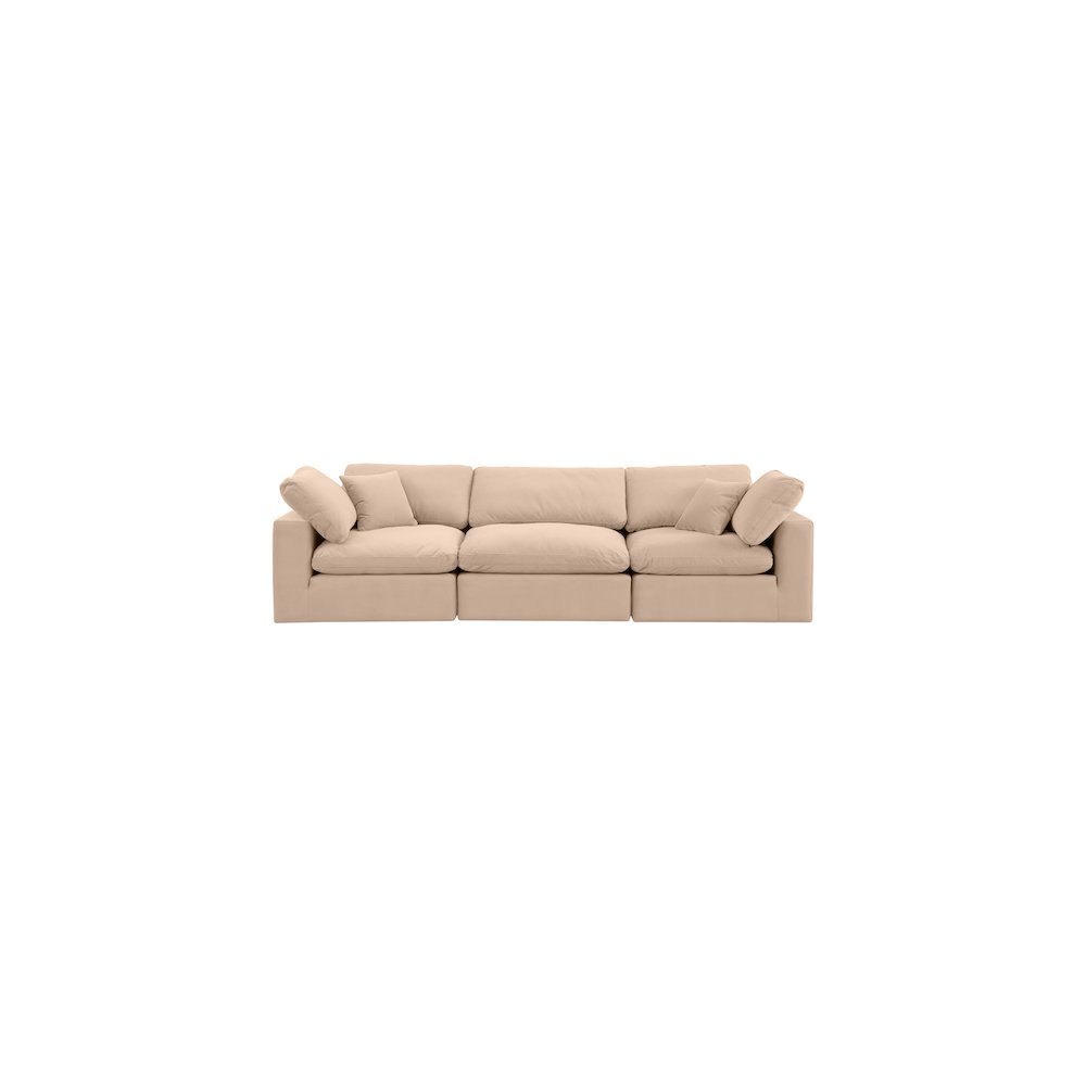 Comfy Beige Velvet Modular Sofa. Picture 4