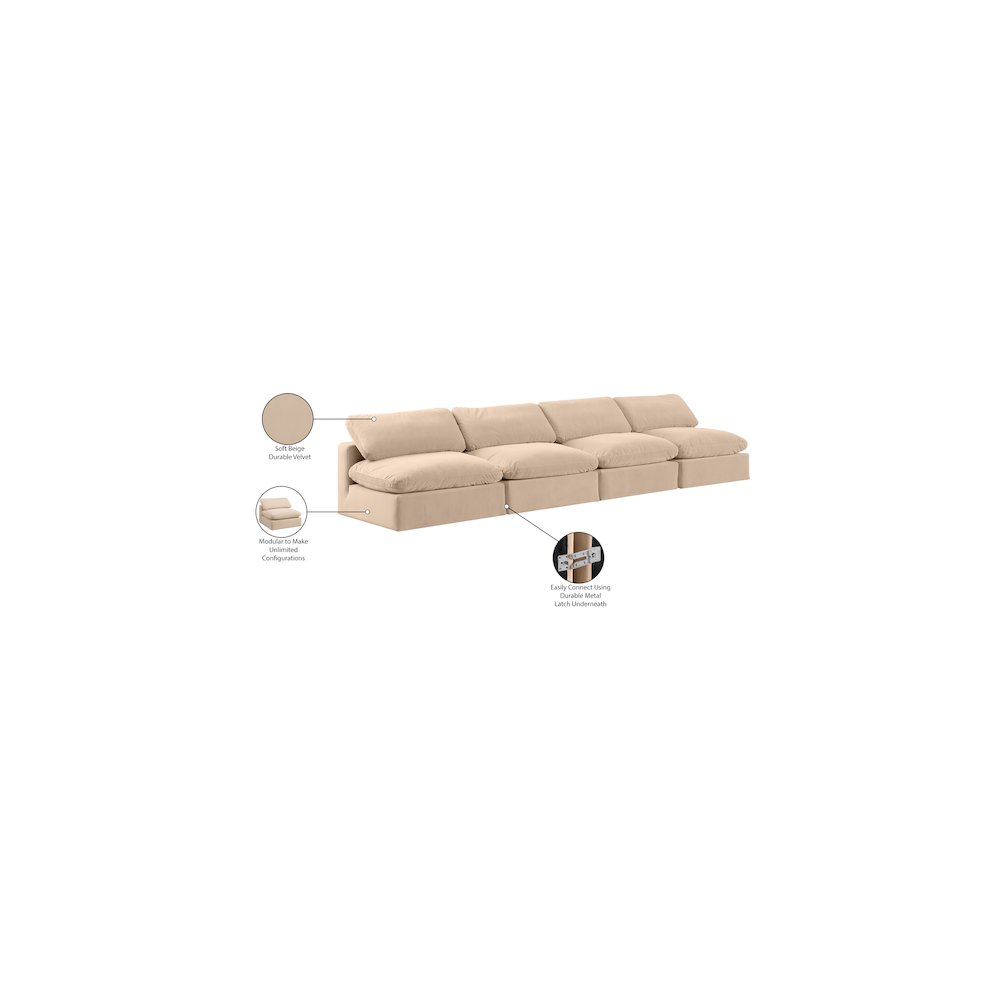 Comfy Beige Velvet Modular Sofa. Picture 10