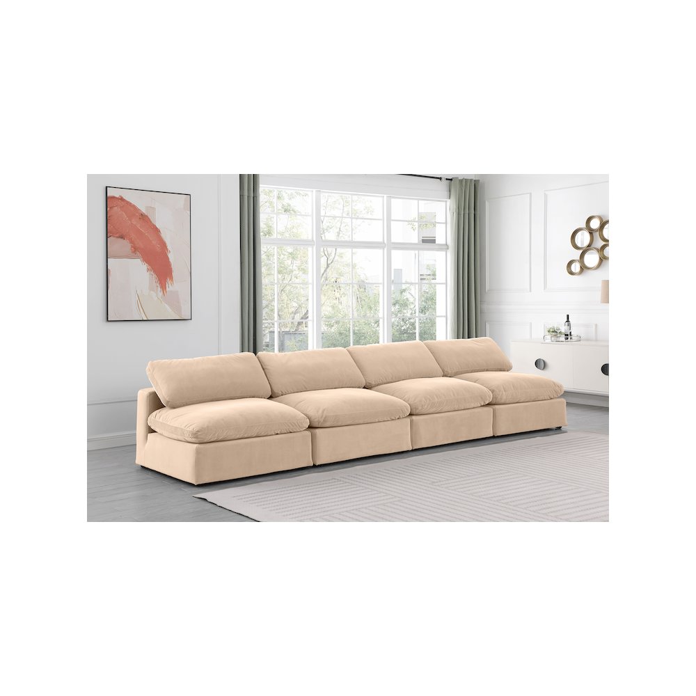 Comfy Beige Velvet Modular Sofa. Picture 2