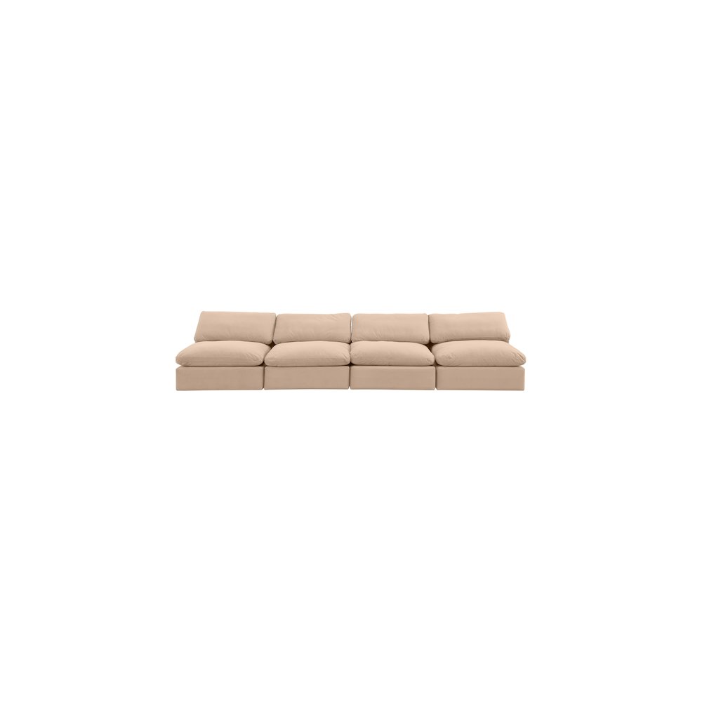 Comfy Beige Velvet Modular Sofa. Picture 4
