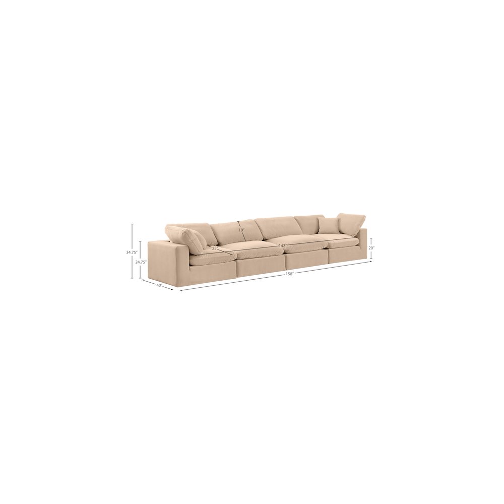 Comfy Beige Velvet Modular Sofa. Picture 10