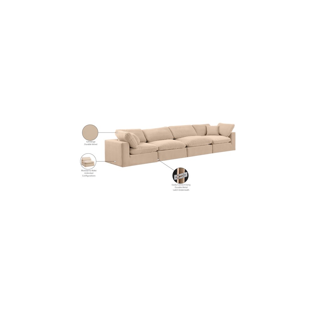 Comfy Beige Velvet Modular Sofa. Picture 11