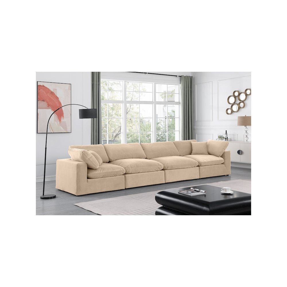 Comfy Beige Velvet Modular Sofa. Picture 2