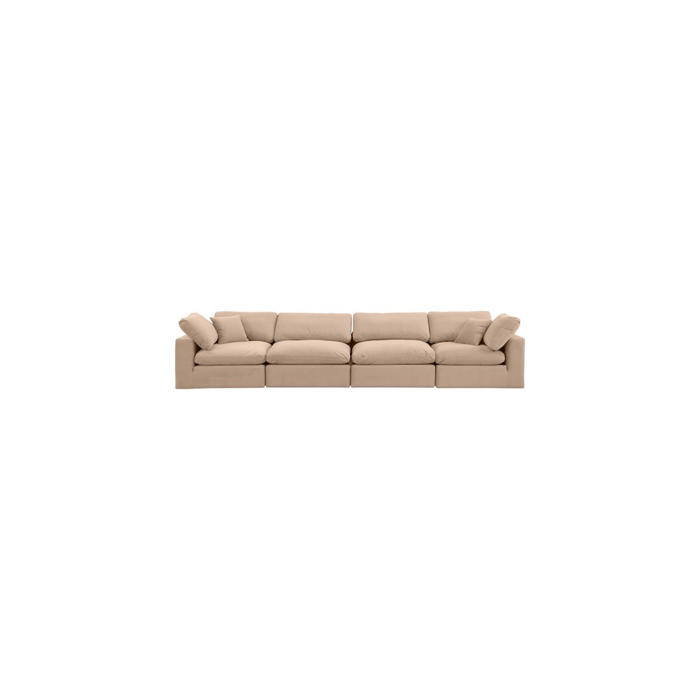 Comfy Beige Velvet Modular Sofa. Picture 4