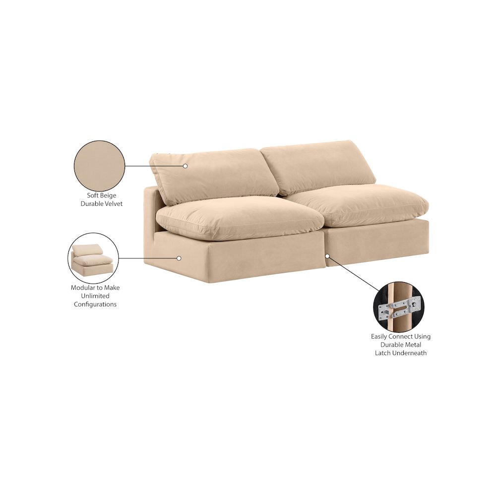 Comfy Beige Velvet Modular Sofa. Picture 10