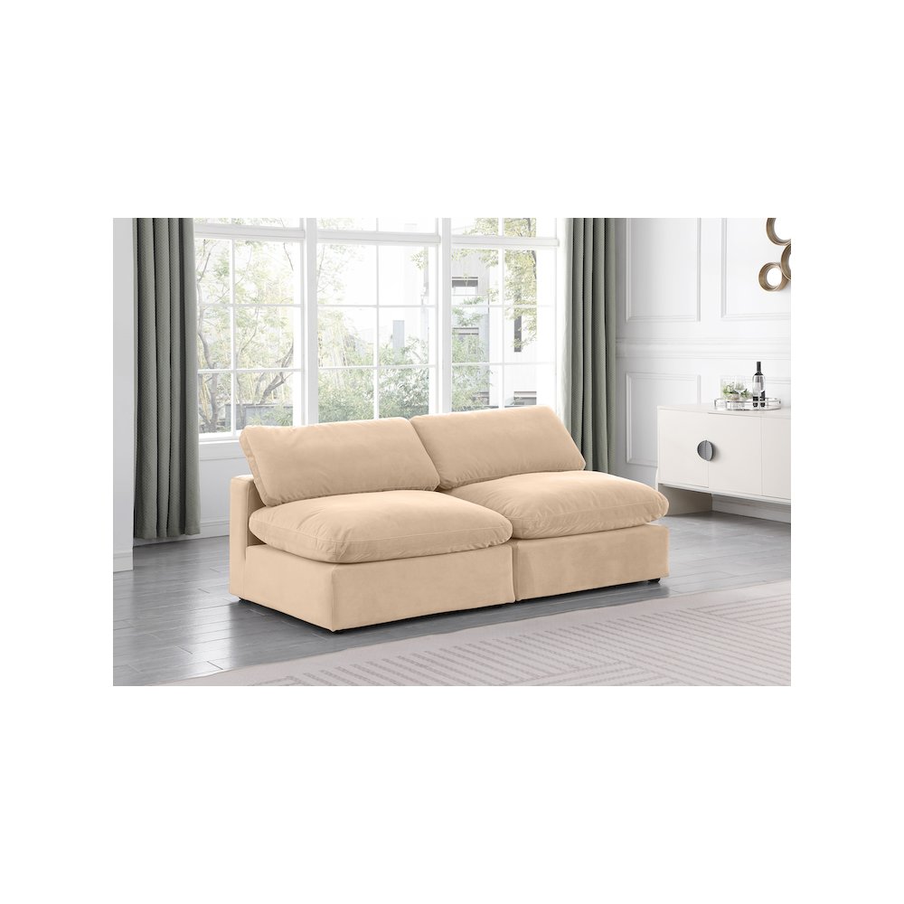 Comfy Beige Velvet Modular Sofa. Picture 2