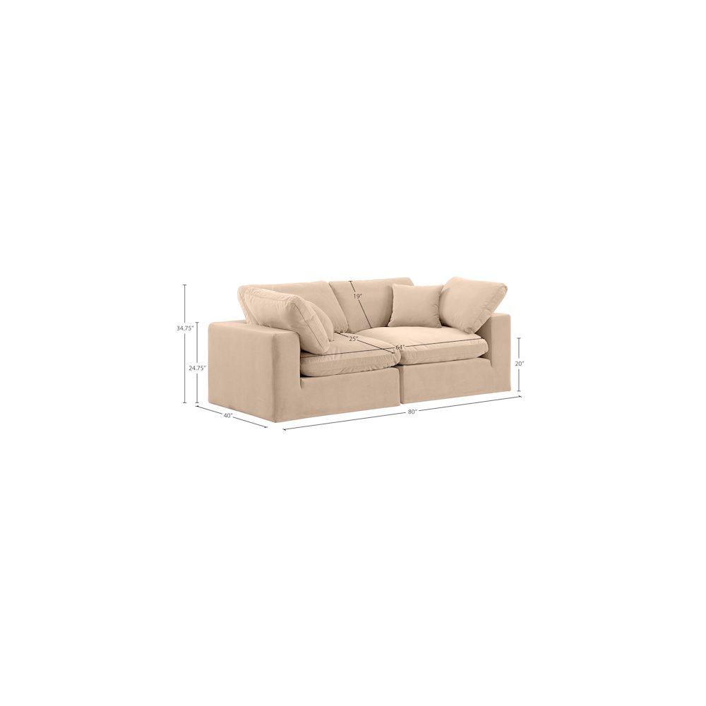 Comfy Beige Velvet Modular Sofa. Picture 10