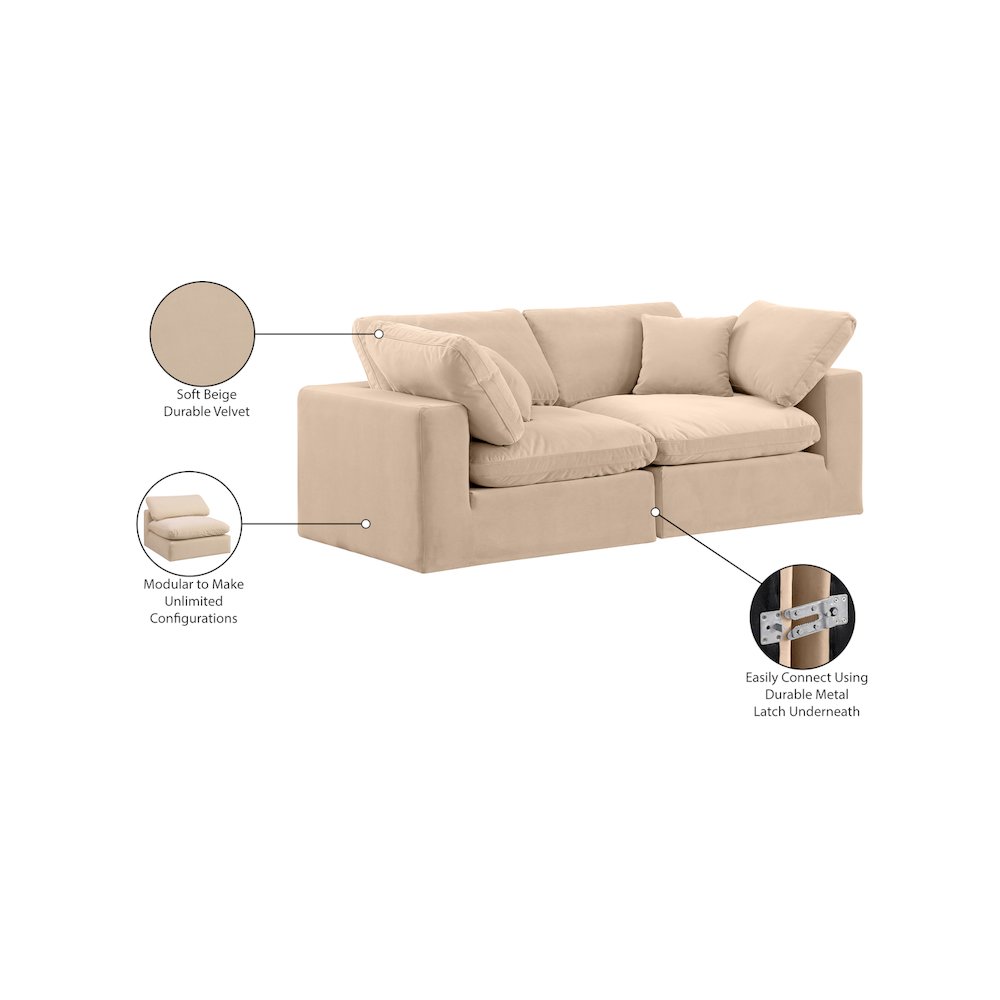 Comfy Beige Velvet Modular Sofa. Picture 11