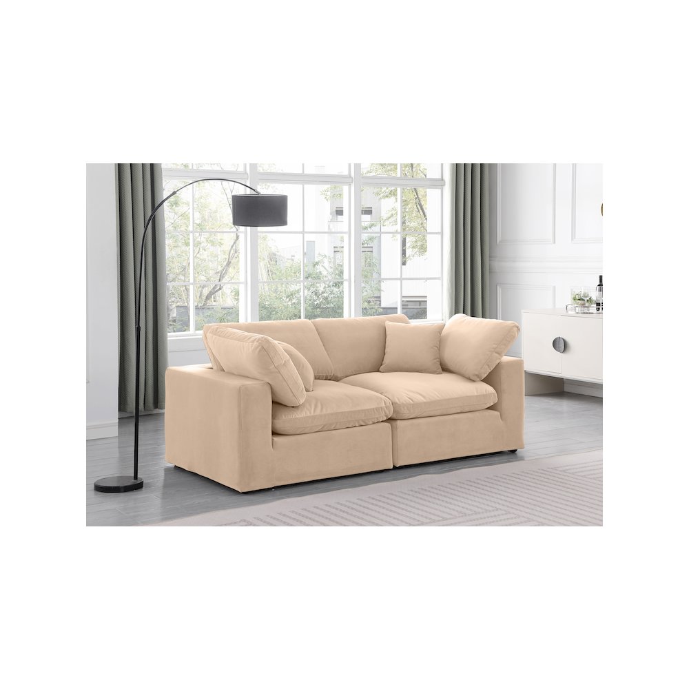 Comfy Beige Velvet Modular Sofa. Picture 2