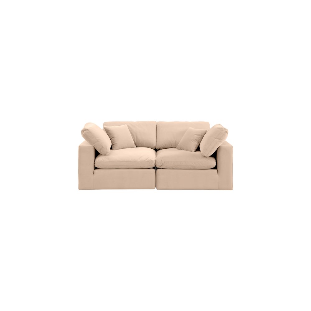 Comfy Beige Velvet Modular Sofa. Picture 4