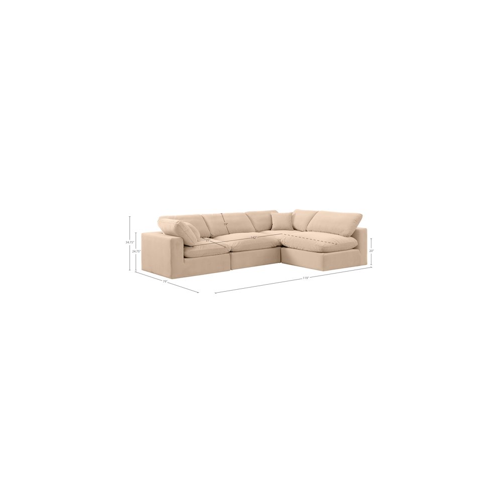 Comfy Beige Velvet Modular Sectional. Picture 15