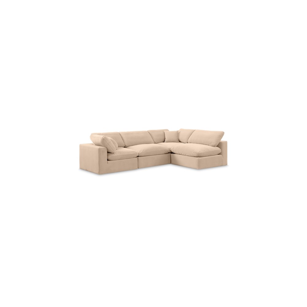Comfy Beige Velvet Modular Sectional. Picture 1
