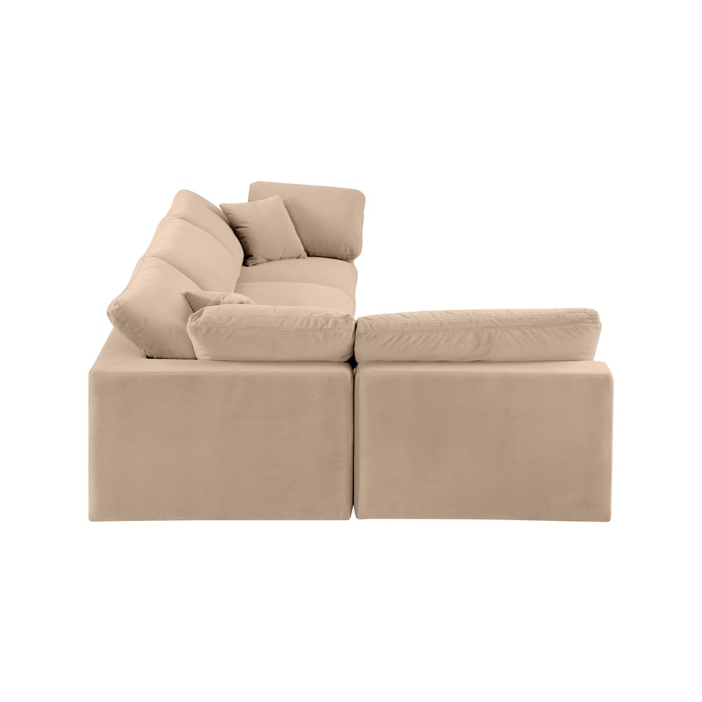 Comfy Beige Velvet Modular Sectional. Picture 10