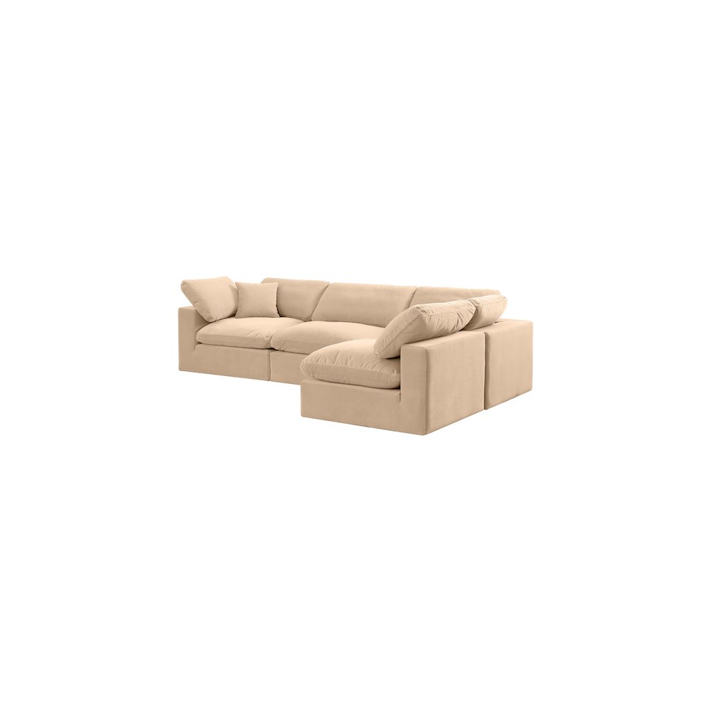 Comfy Beige Velvet Modular Sectional. Picture 2