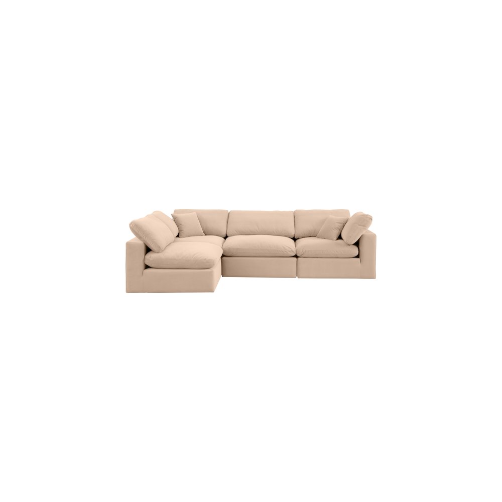 Comfy Beige Velvet Modular Sectional. Picture 7