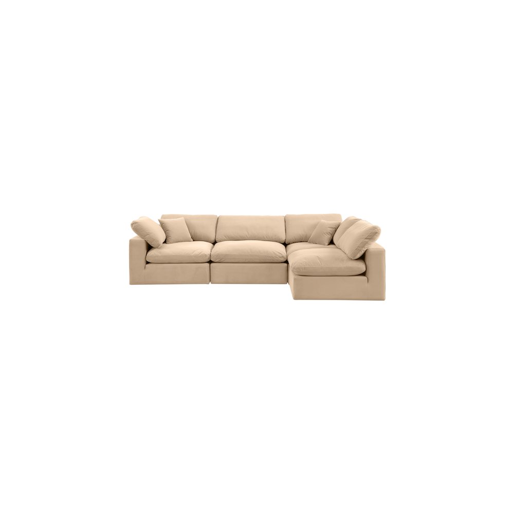 Comfy Beige Velvet Modular Sectional. Picture 8