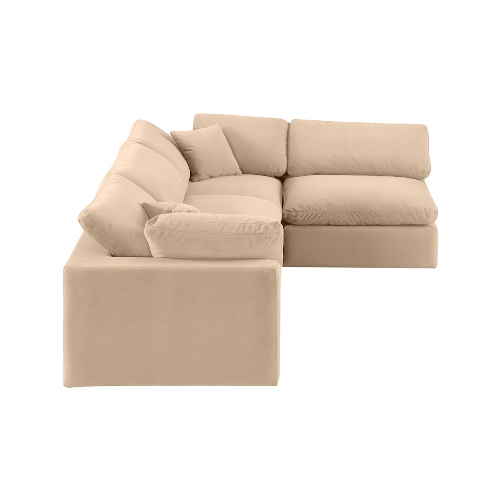 Comfy Beige Velvet Modular Sectional. Picture 9