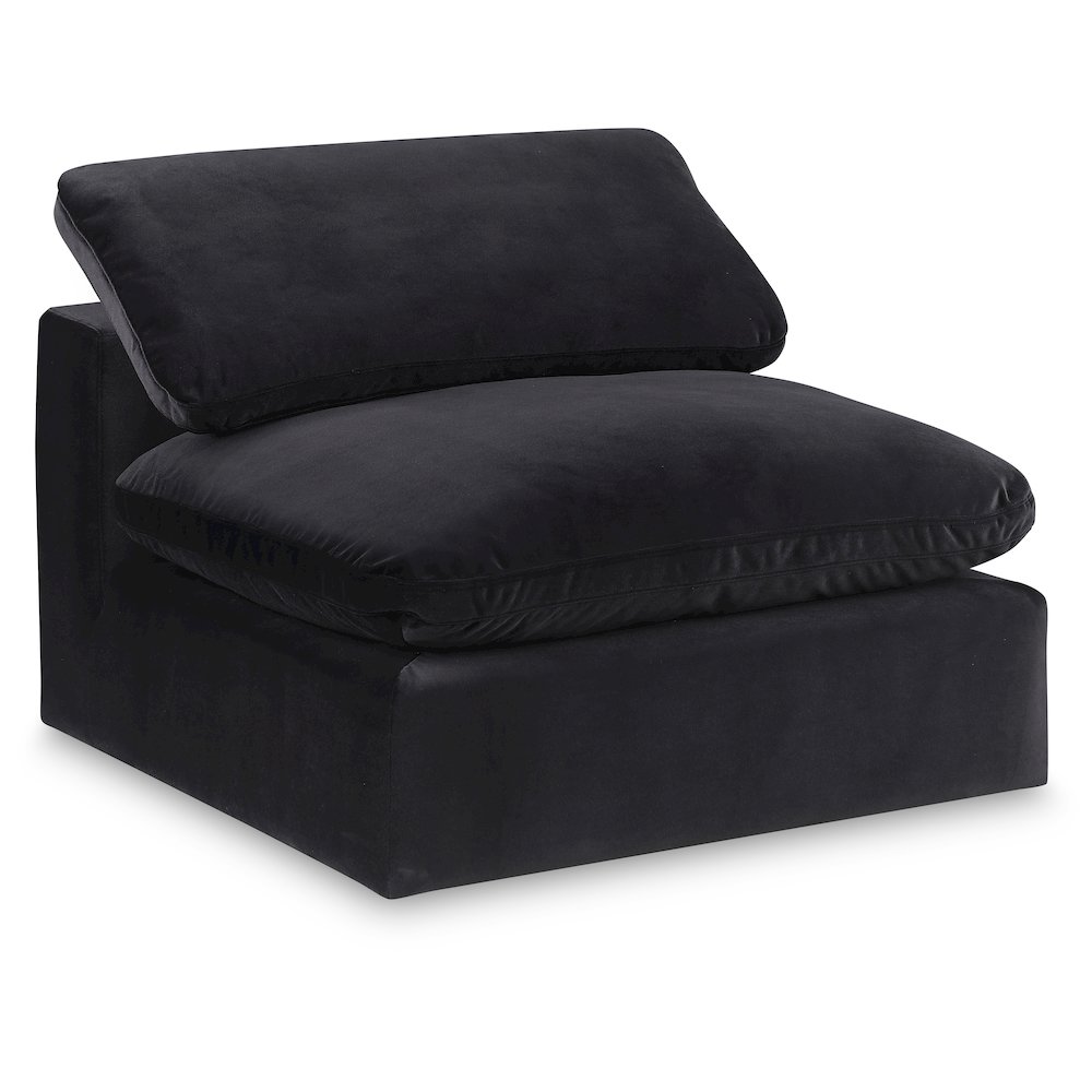 Comfy Black Velvet Modular Armless Chair. Picture 1