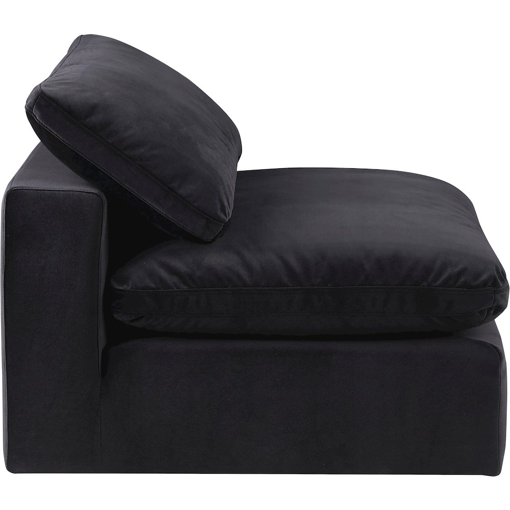 Comfy Black Velvet Modular Armless Chair. Picture 3