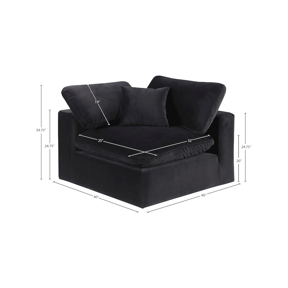 Comfy Black Velvet Modular Corner Chair. Picture 12