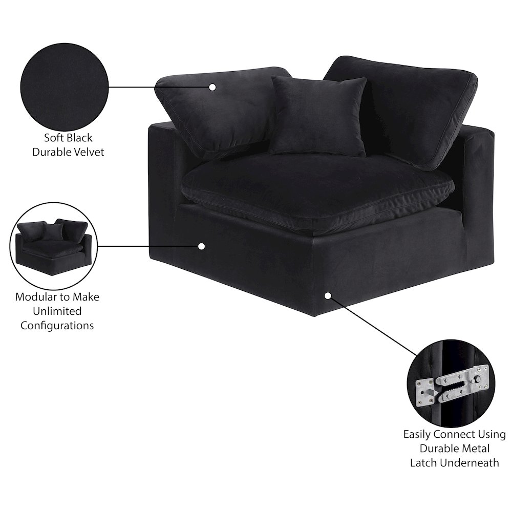 Comfy Black Velvet Modular Corner Chair. Picture 13