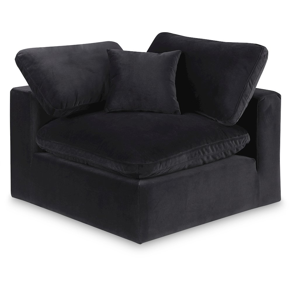 Comfy Black Velvet Modular Corner Chair. Picture 1