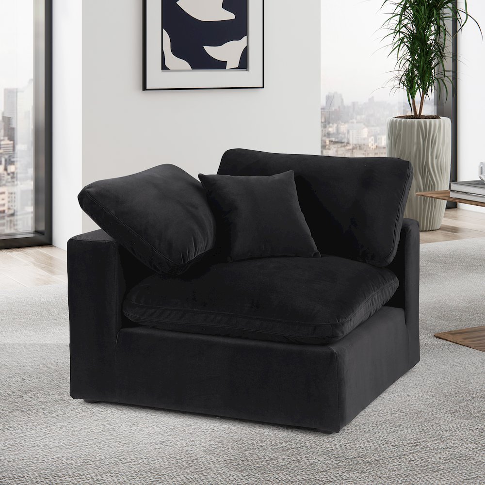 Comfy Black Velvet Modular Corner Chair. Picture 2