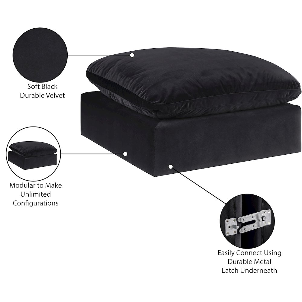 Comfy Black Velvet Modular Ottoman. Picture 6