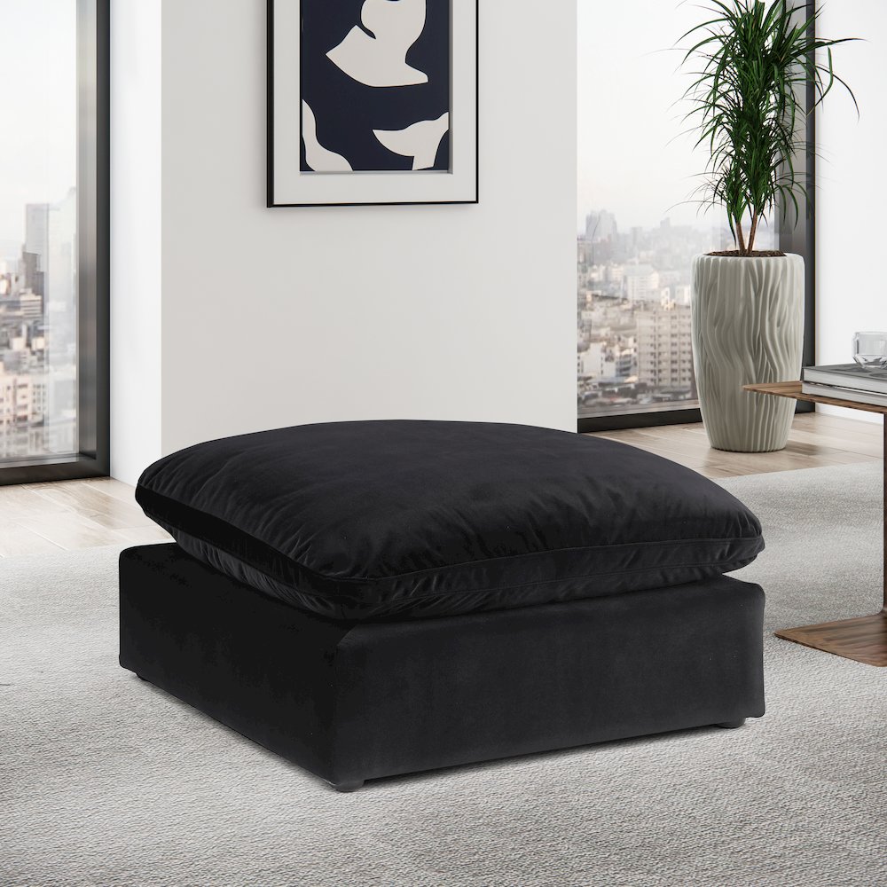 Comfy Black Velvet Modular Ottoman. Picture 2
