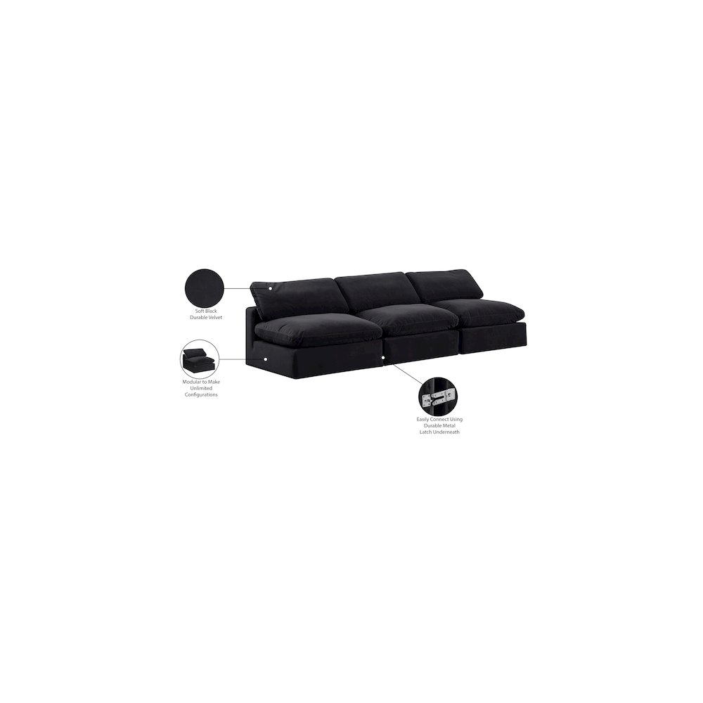 Comfy Black Velvet Modular Sofa. Picture 10