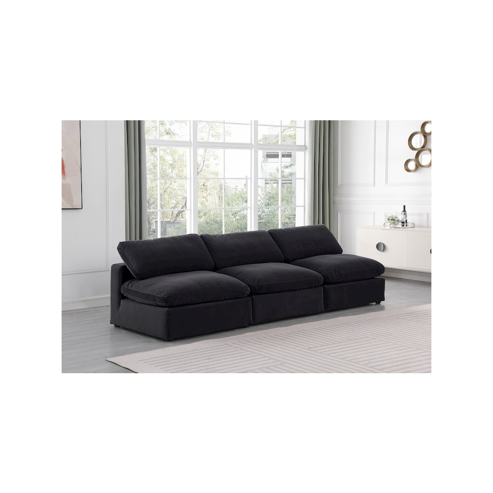 Comfy Black Velvet Modular Sofa. Picture 2