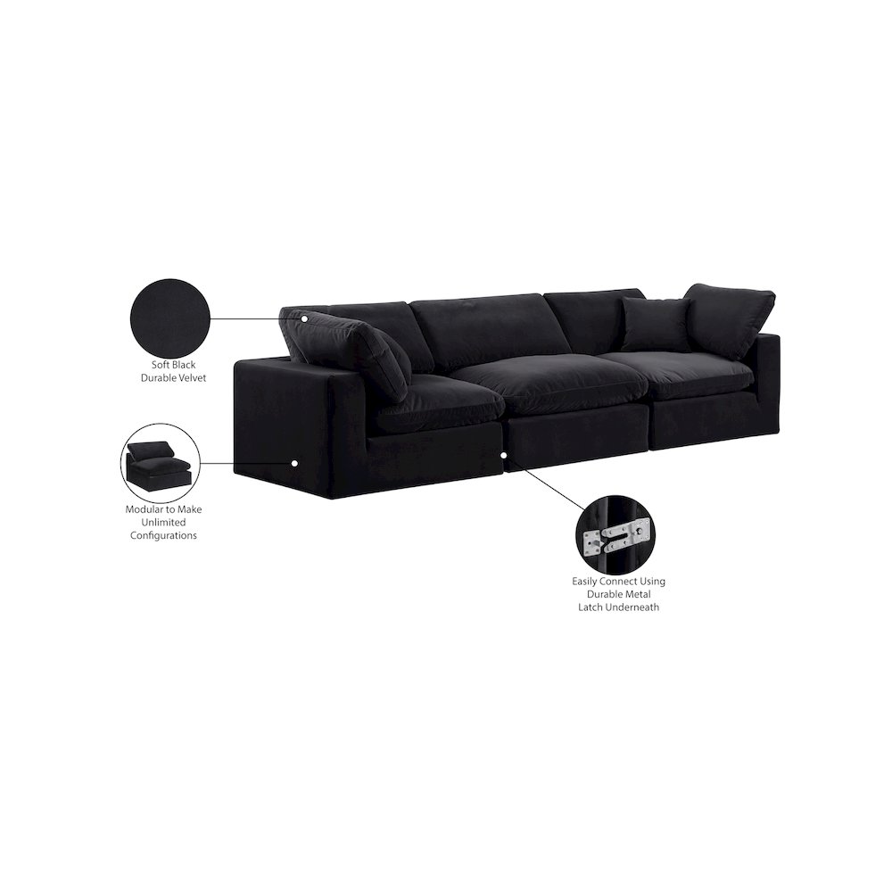Comfy Black Velvet Modular Sofa. Picture 11