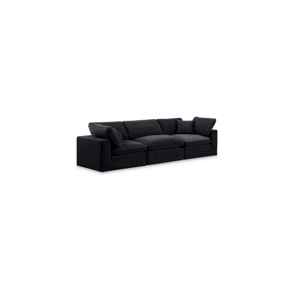 Comfy Black Velvet Modular Sofa. Picture 1