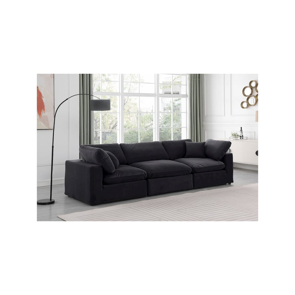 Comfy Black Velvet Modular Sofa. Picture 2