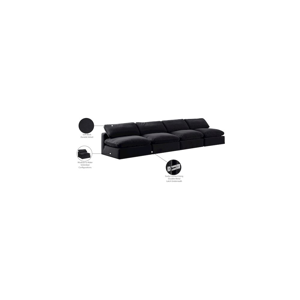 Comfy Black Velvet Modular Sofa. Picture 10