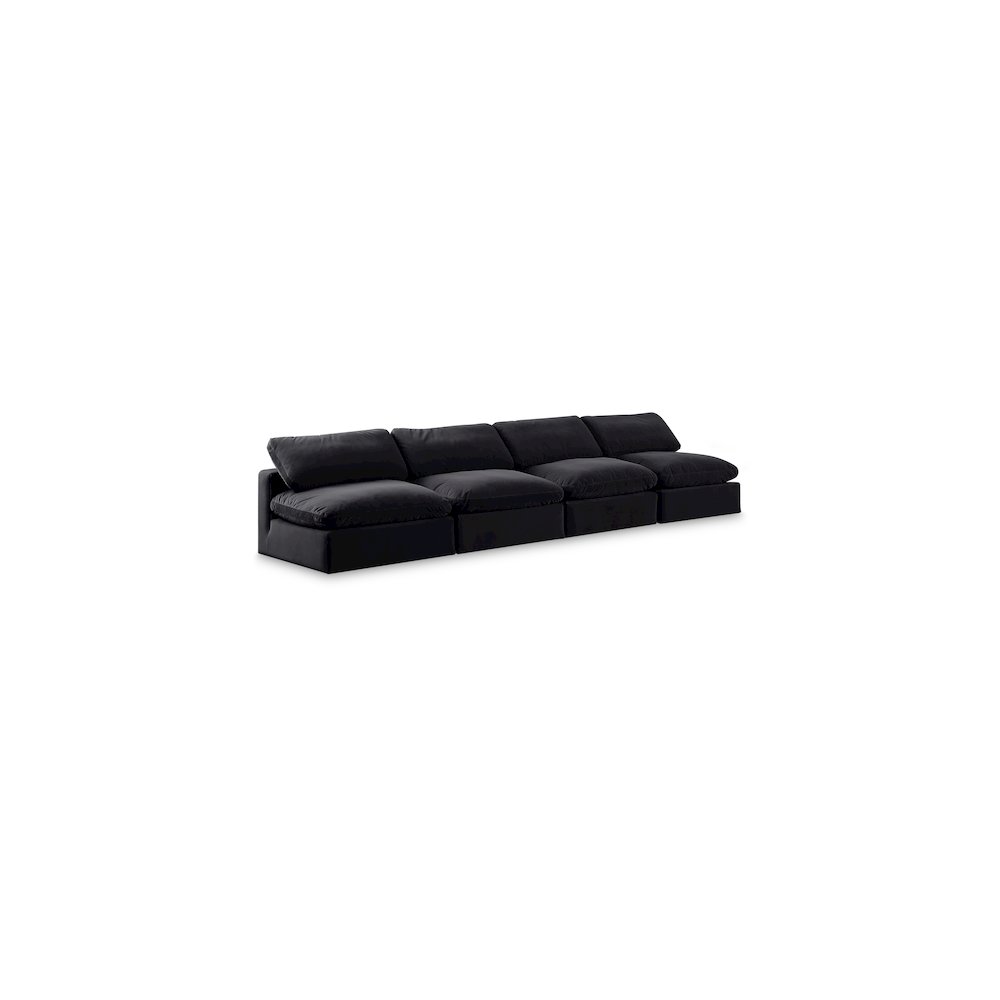 Comfy Black Velvet Modular Sofa. Picture 1