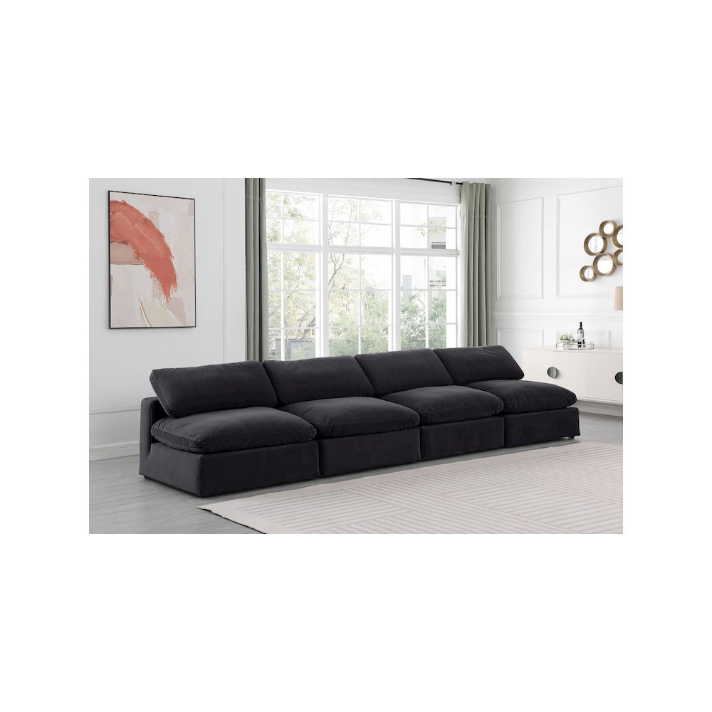 Comfy Black Velvet Modular Sofa. Picture 2