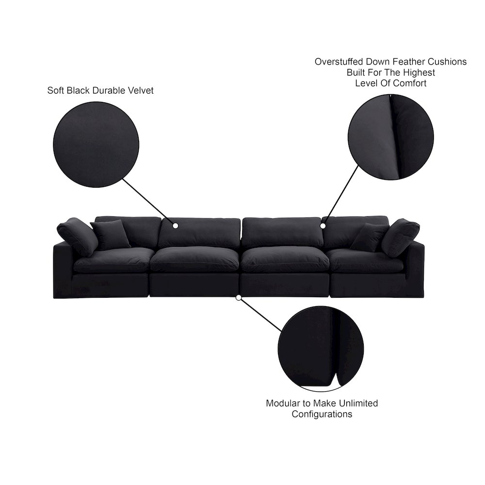 Comfy Black Velvet Modular Sofa. Picture 11