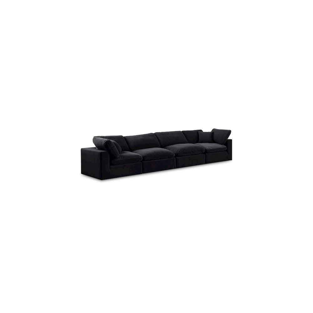 Comfy Black Velvet Modular Sofa. Picture 1