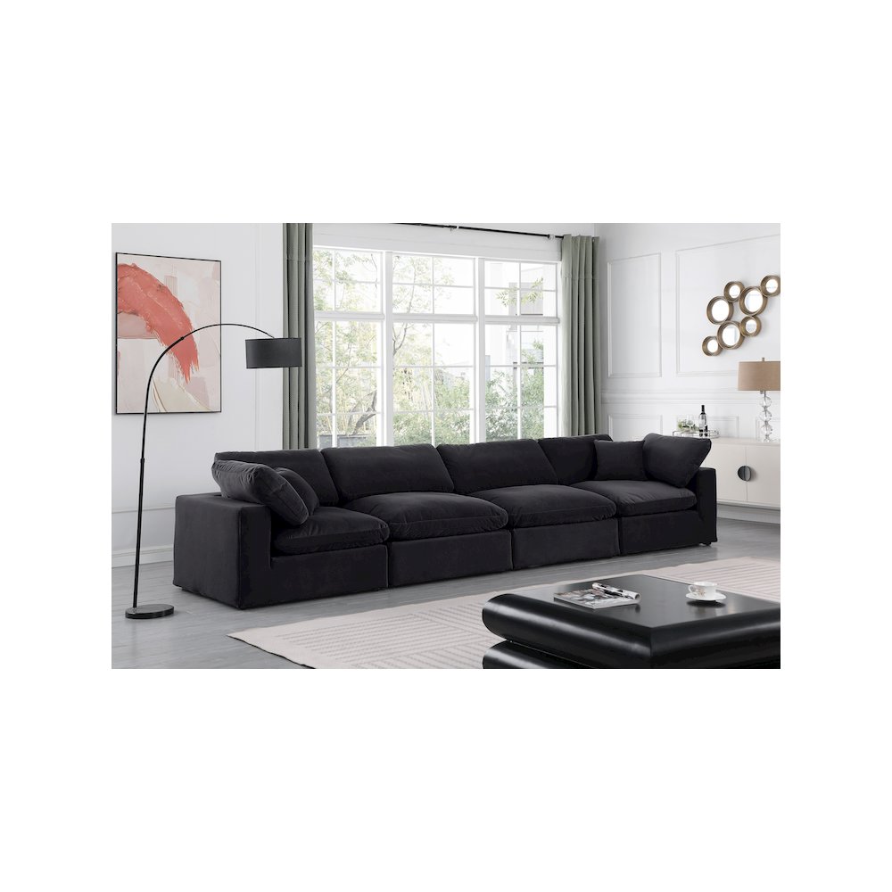 Comfy Black Velvet Modular Sofa. Picture 2