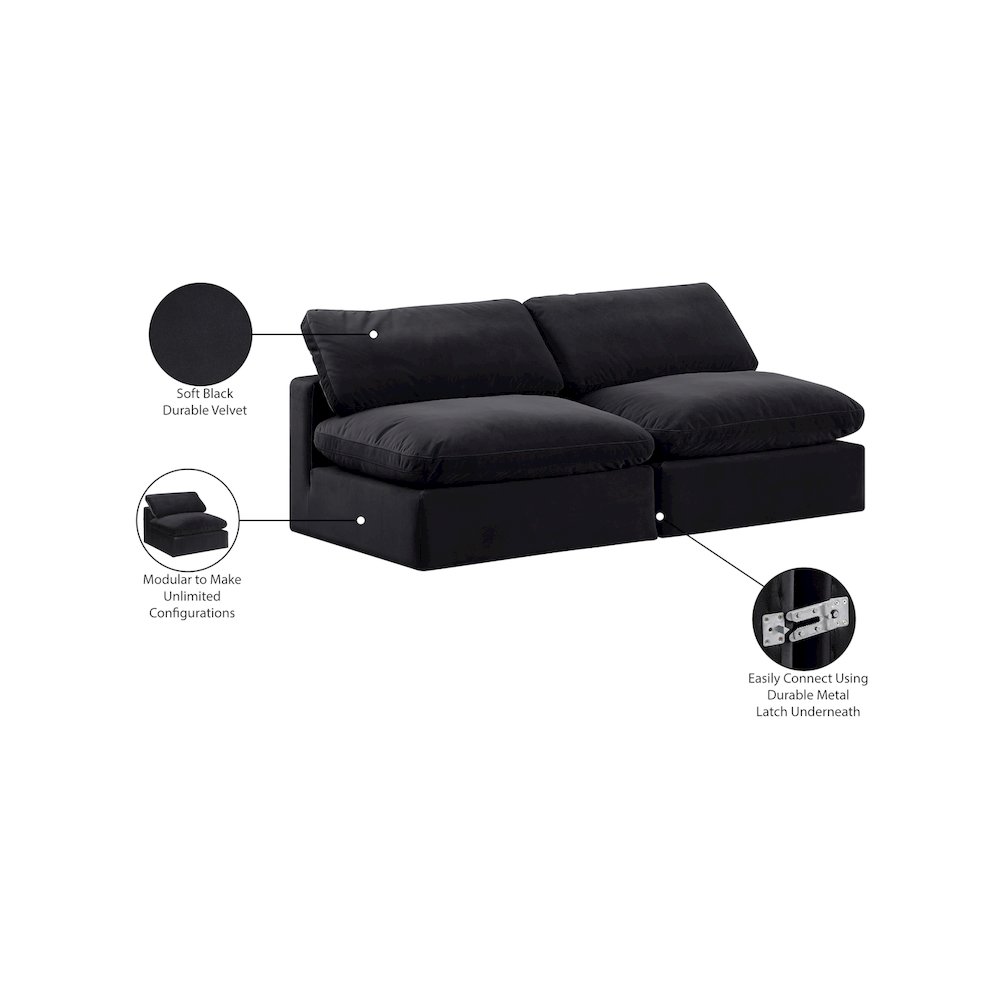 Comfy Black Velvet Modular Sofa. Picture 10