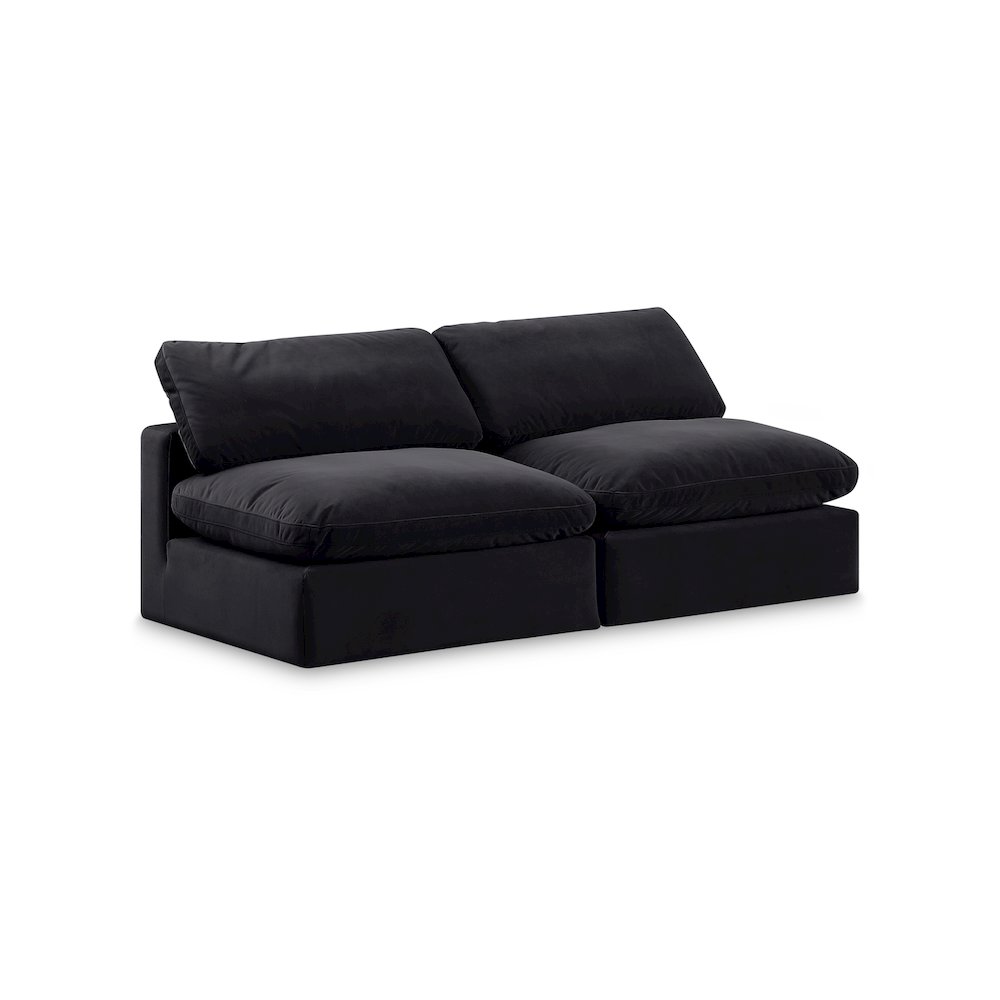 Comfy Black Velvet Modular Sofa. Picture 1