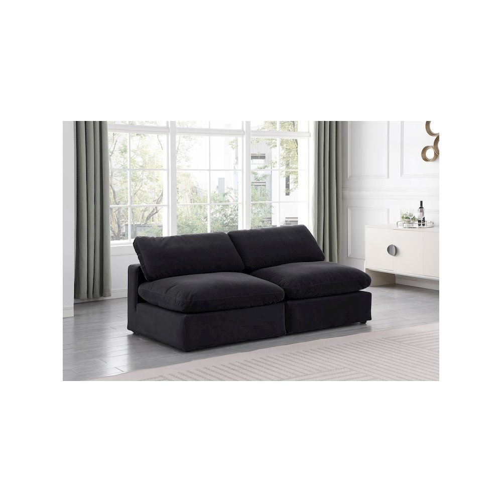 Comfy Black Velvet Modular Sofa. Picture 2